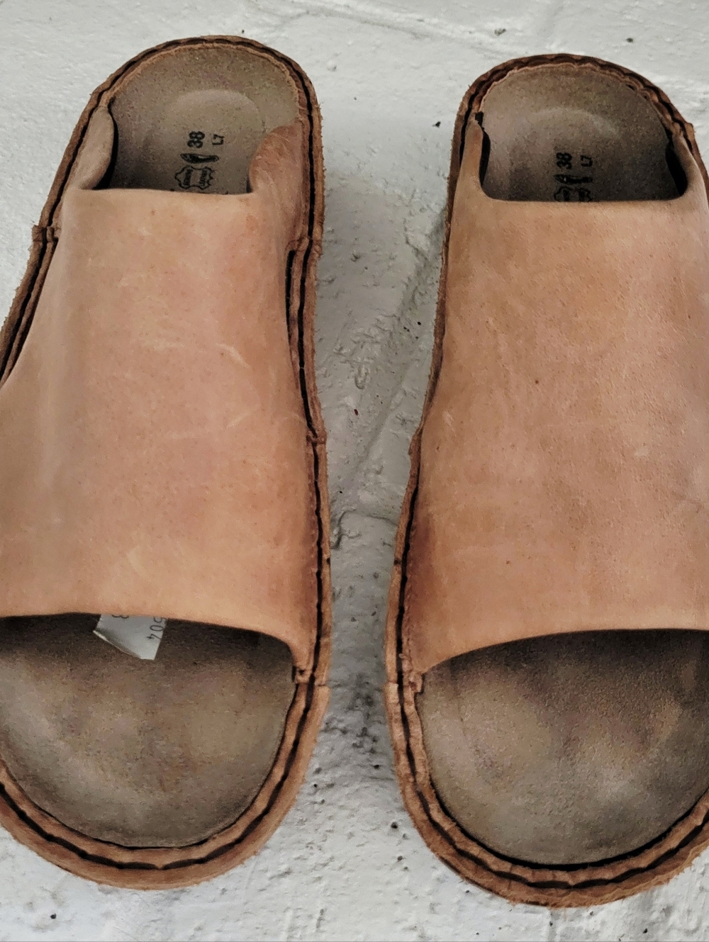 Noat Rome Slide Sandals Open-Toe Leather Latte Brown Womens 38
